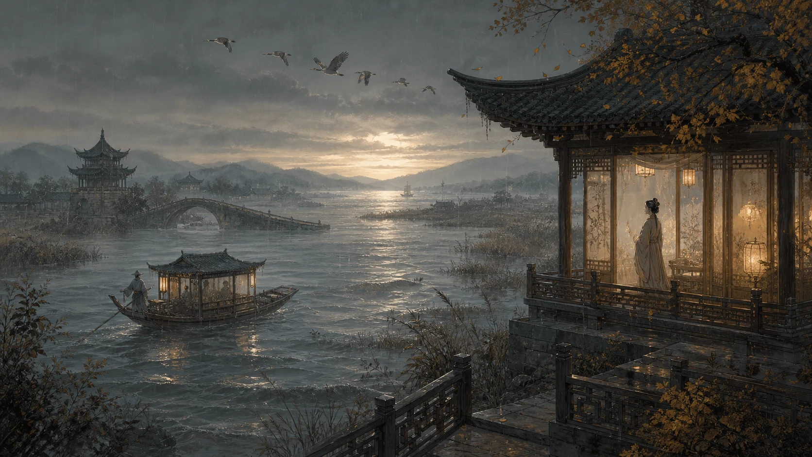 风雨满苹洲