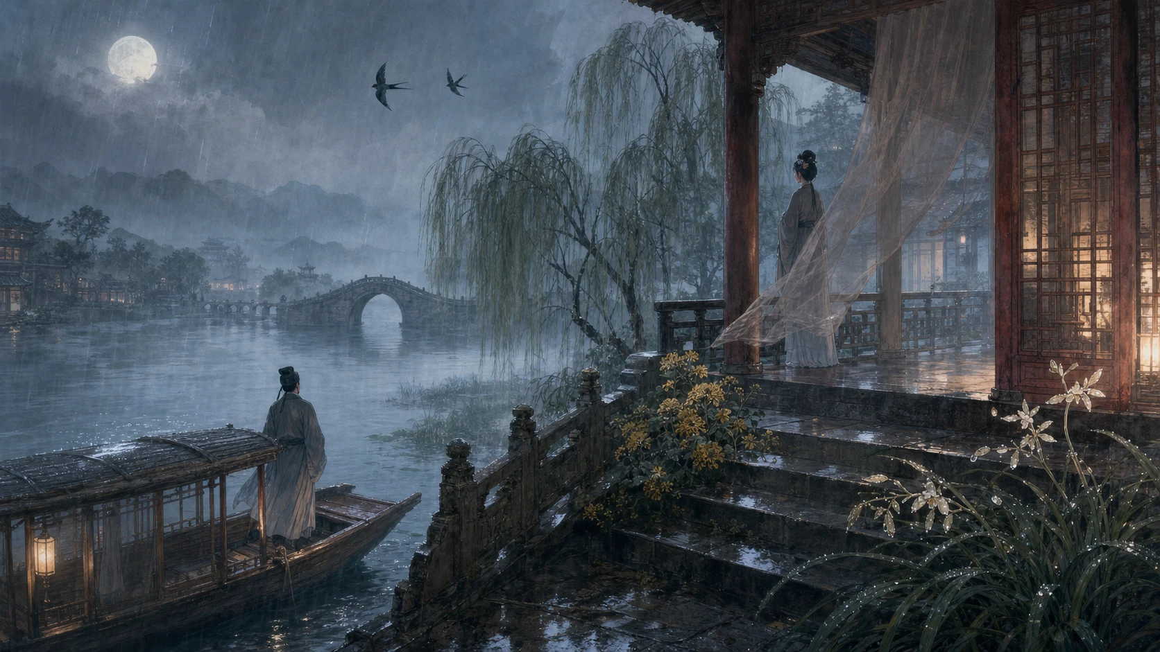 槛菊愁烟兰泣露