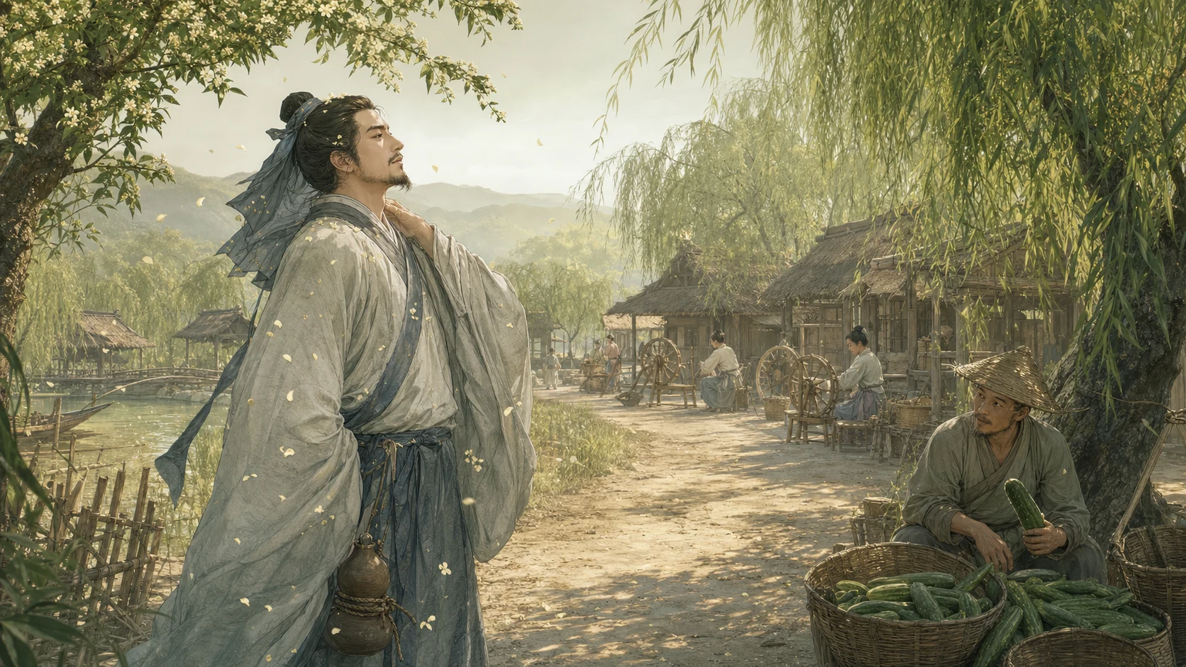 簌簌衣巾落枣花