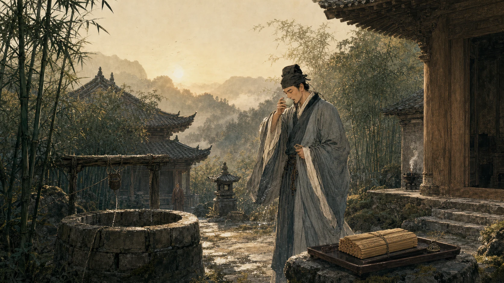 晨诣超师院读禅经