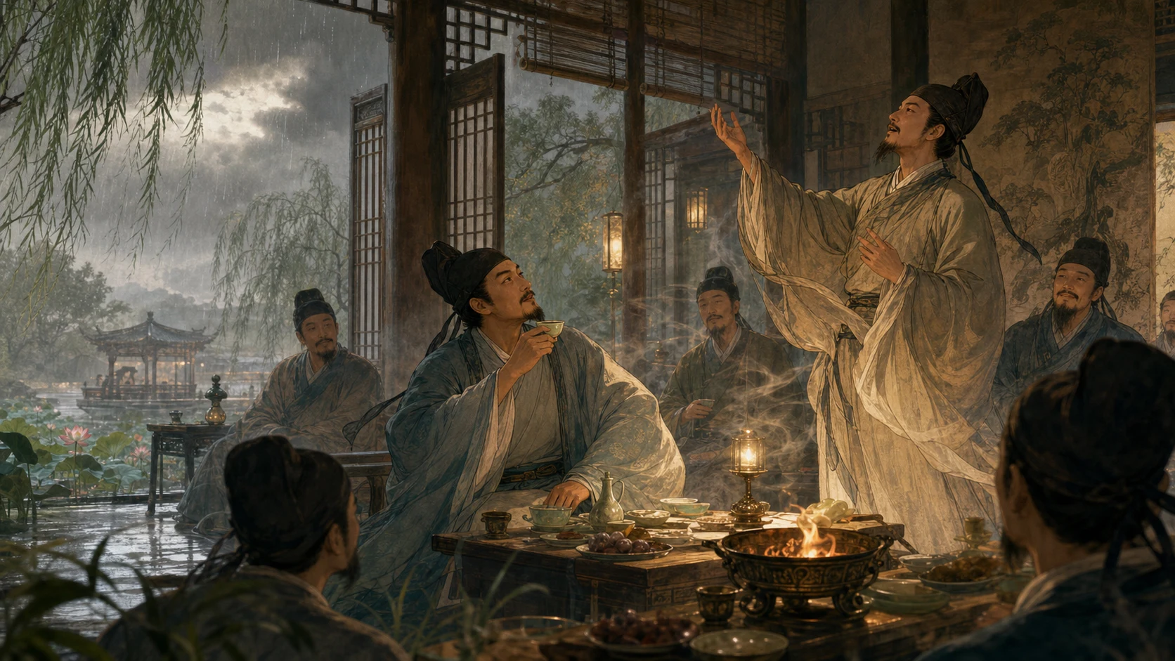 郡斋雨中与诸文士燕集