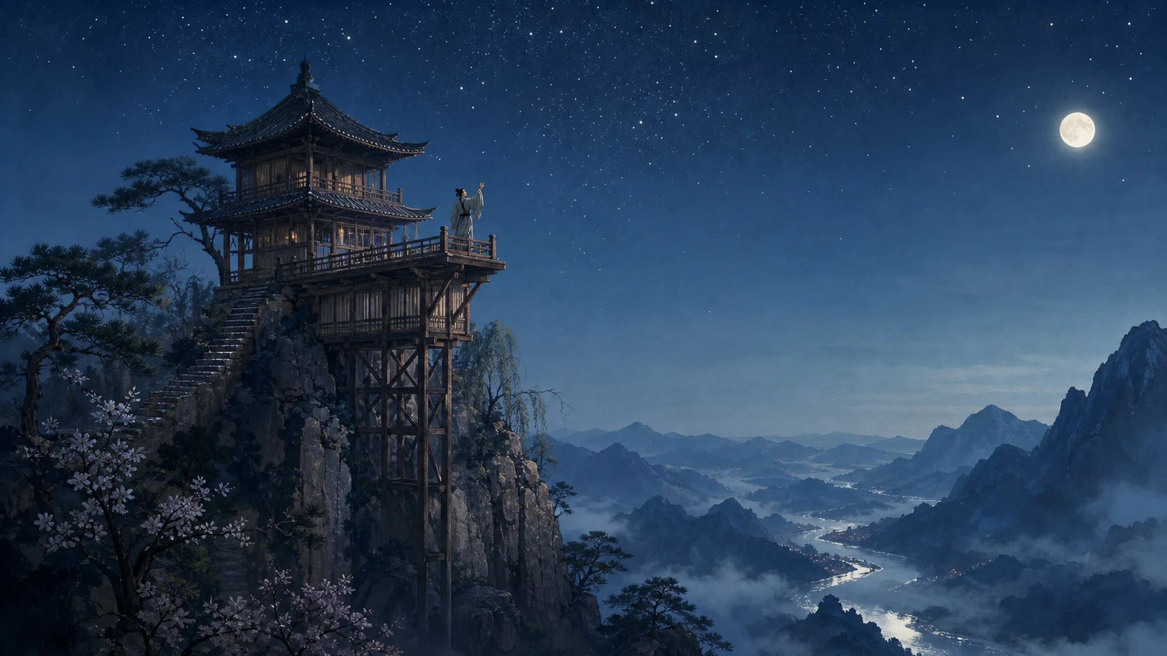 夜宿山寺